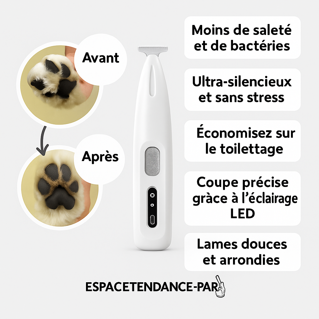 🐾 Pattes Zen™ – Tondeuse Silencieuse Multi-Usages pour Chien & Chat