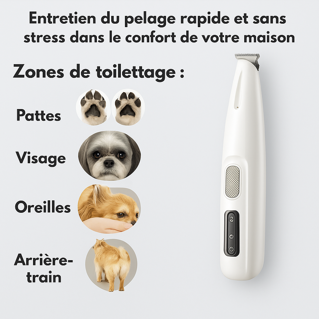 🐾 Pattes Zen™ – Tondeuse Silencieuse Multi-Usages pour Chien & Chat