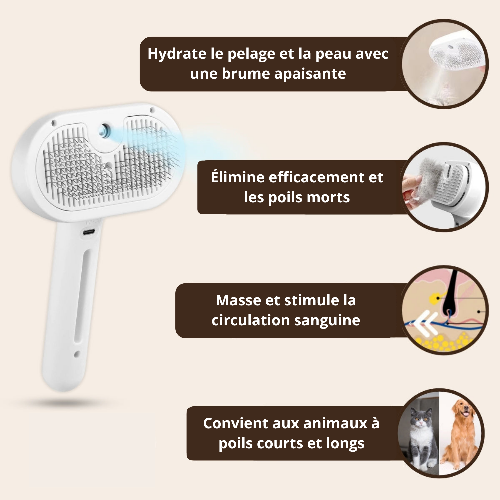 GroomTendance Steami Pro – Brosse de Toilettage Professionnelle à Vapeur pour Chiens et Chats